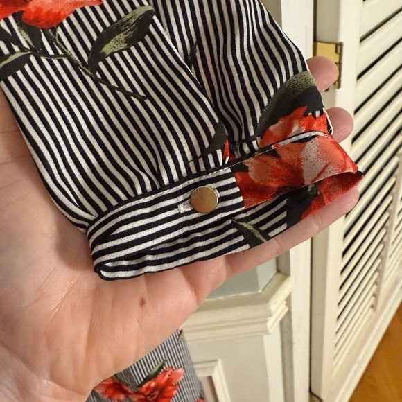 Haute Monde Floral Stripe Maxi Back Overlay Romper – Size M - Picture 5 of 10